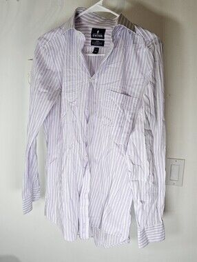 Purple Striped Stafford Button Down Dress Shirt Size 14.5